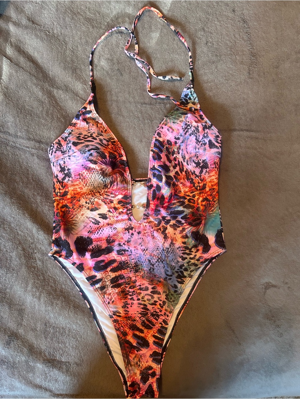 Women Multicolor Animal-Print One-Piece Swimsuit - XL